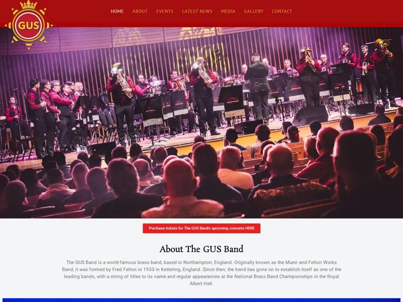 The GUS Band site as it was before, on WordPress